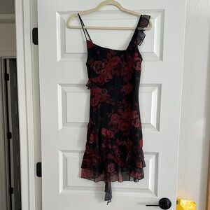 Floral Black and Red Women's Dress